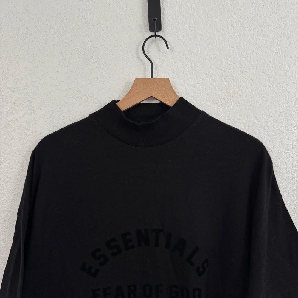 Fear Of God Essentials SS23 Mock Neck Half Sleeve Oversized T-Shirt Jet Black XS - Picture 5 of 12